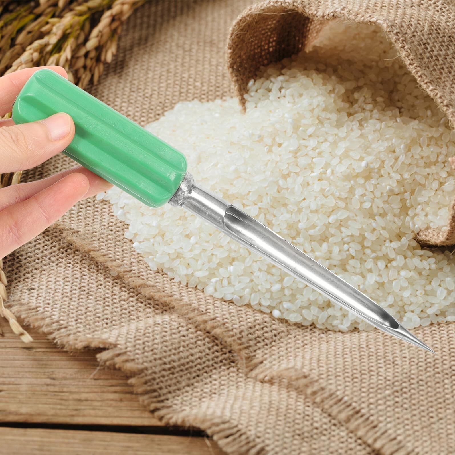 COLLBATH Getreideprobenehmer Edelstahl 20cm Metall Bodensonde für Mais Reis Tragbarer Feststoff Probenehmer für Außenbereich und Laboreinsatz