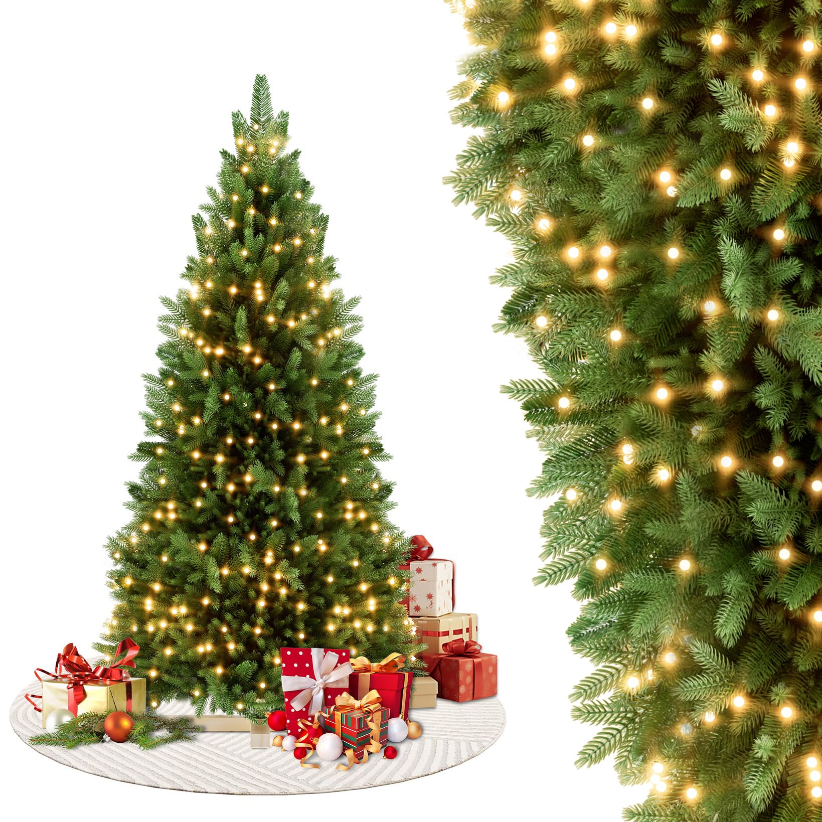 YEATHOR 5ft Pre Lit Christmas Tree with Lifelike 241 PVC & 259 PE Tips