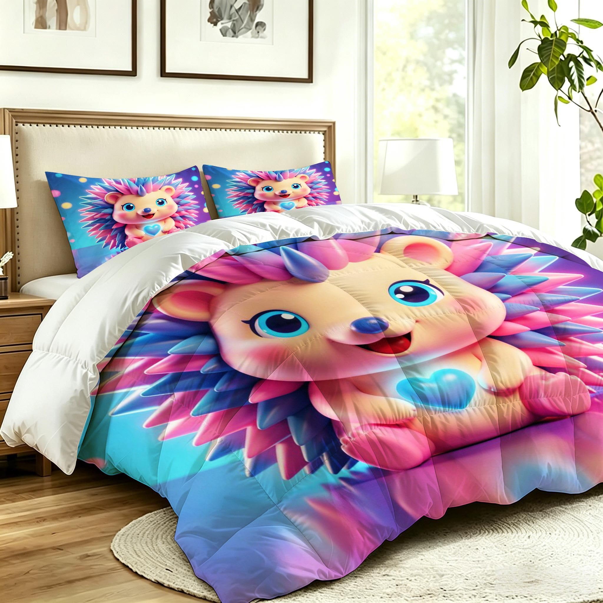 Couette 2 Personnes 200x200 cm, Hérissons Multicolores, CQ5416
