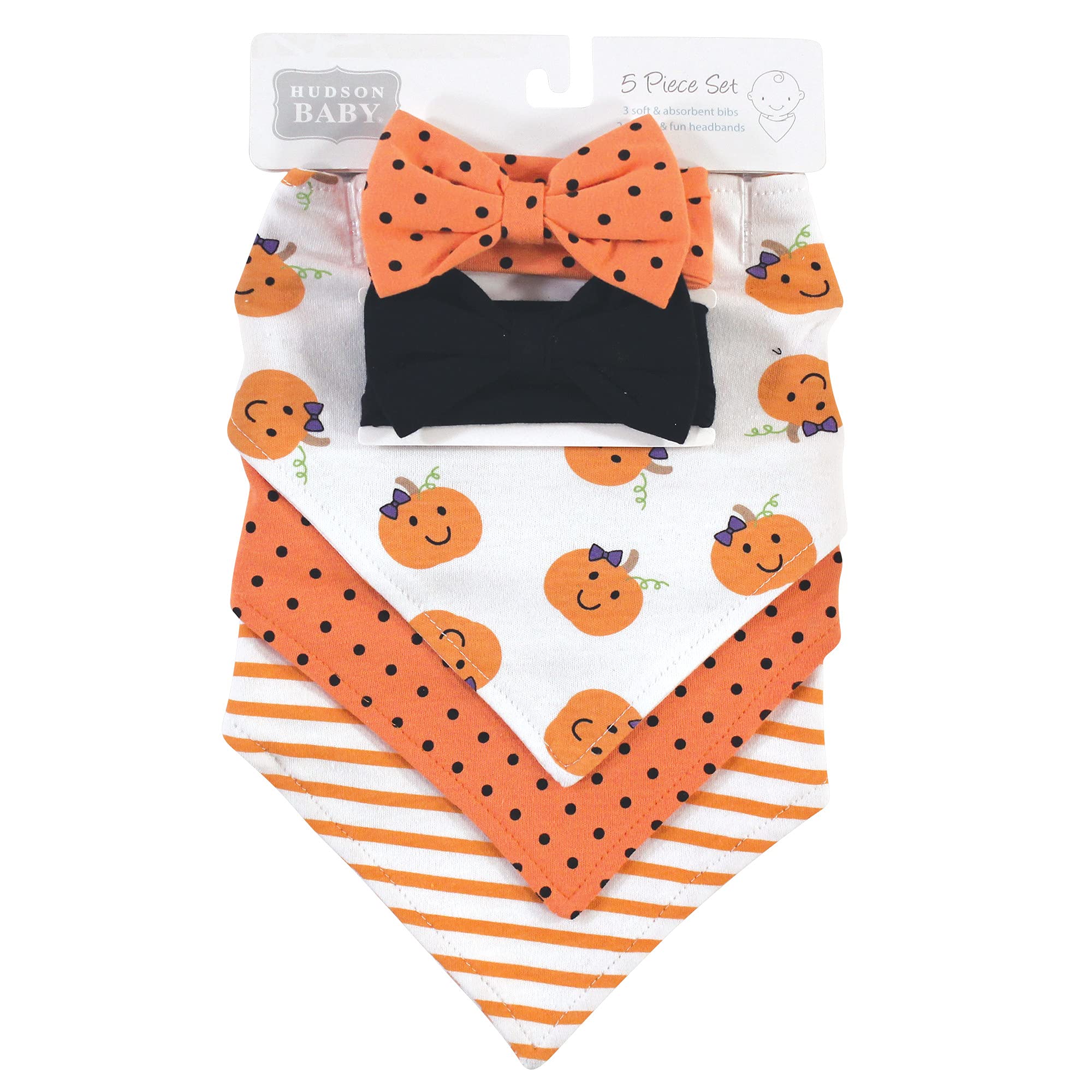 hudson baby Bawełniany zestaw śliniaków i opasek na Uniseks - niemowlęta Cotton Bib and Headband Set