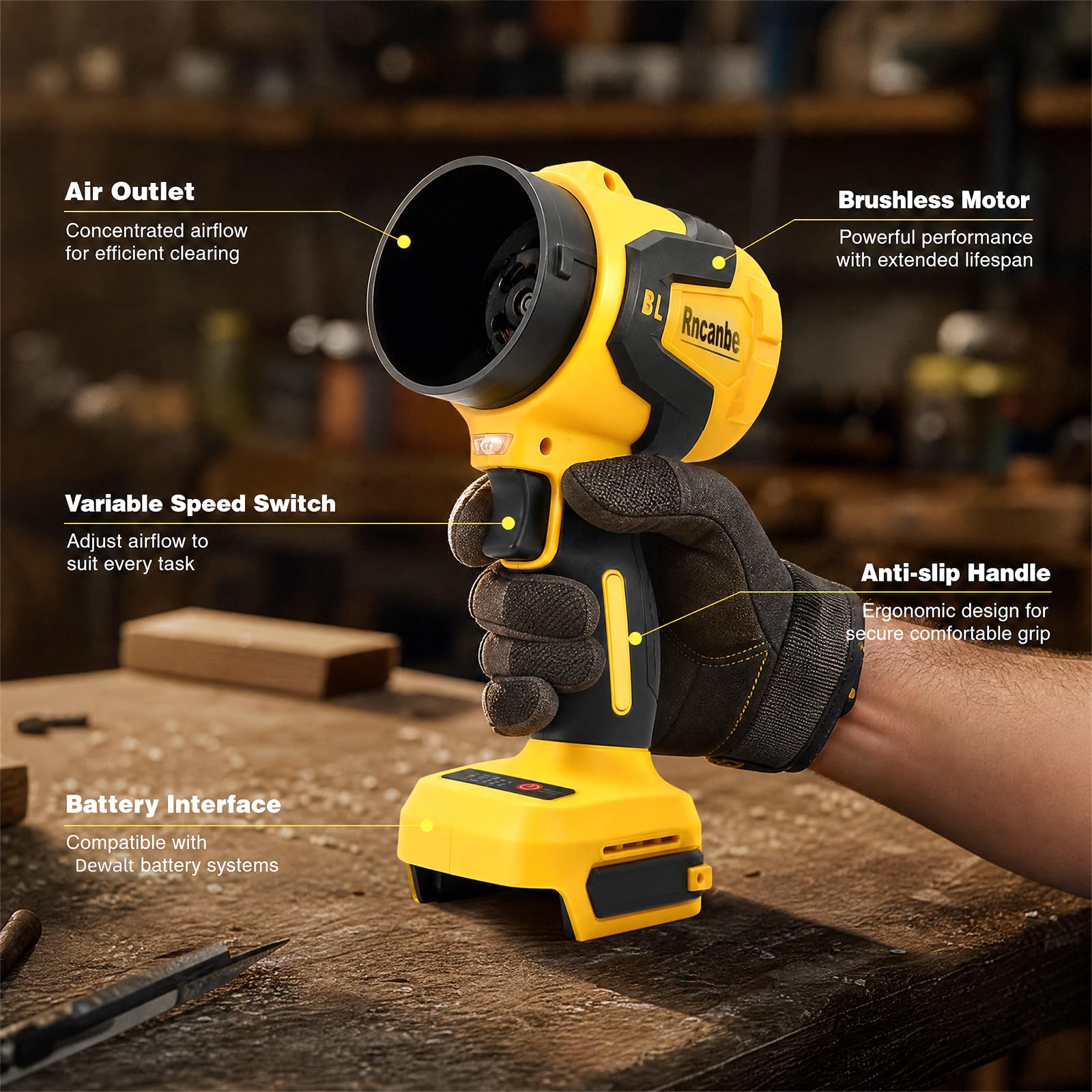 Soffiatore per foglie senza fili per batteria DeWalt 20 V (senza batteria)