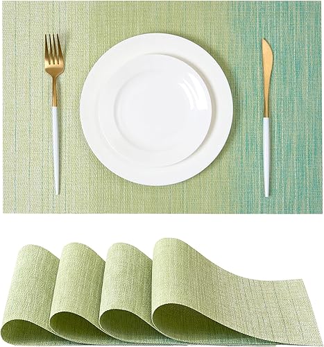 Miniatura 171 de Leetaltree - Juego de 6 manteles individuales, resistentes al calor, antideslizantes, para mesa de comedor, lavables, duraderos, tejido de PVC Azul