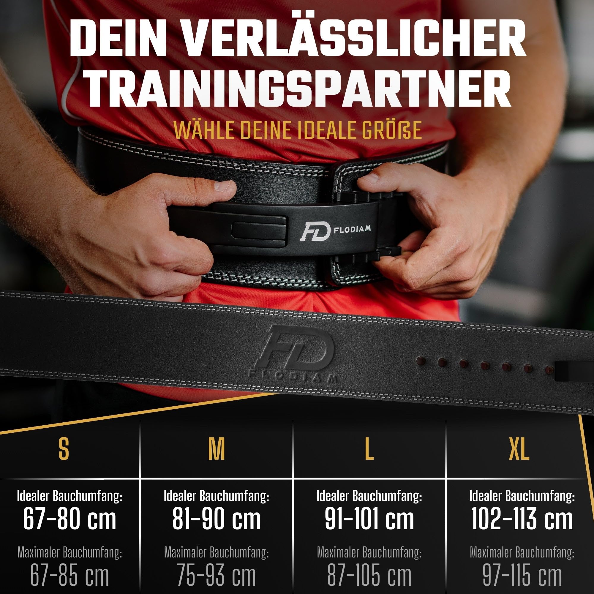 Profi Gewichthebergürtel Full Power Design Herren & Damen [Schnellverstell] Hebelverschluss Gym Lifting Belt Fitness Gürtel Büffelleder Weightlifting Powerlifting - Jetzt Größe Wählen!