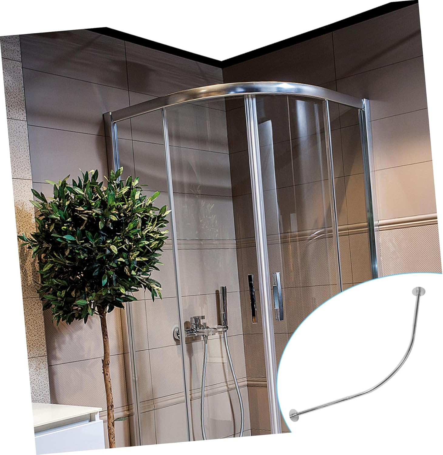 Telescoping Curtain Rod Curved Shower Rod Multi-purpose for Bathroom Kitchen