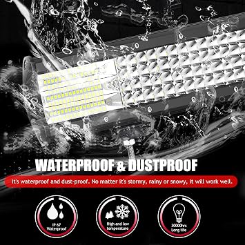 SKYWORLD Quad Row 20 inch 510W LED Light Bar IP67 Waterproof Off Road Led Bar Flood Spot Combo Beam for Truck ATV 4x4 + 2 x 18W 4 inch Spot LED Pods Work Light with Wiring Harness Kit