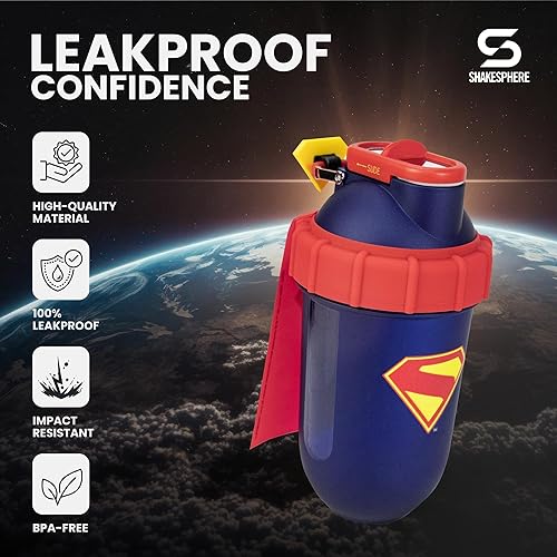 Miniatura 3 de SHAKESPHERE Vaso agitador Tritan de 23.7 fl oz  Edición Superman  DC Comics Limited Edition  Diseño de cápsula, sin BPA, tapa deslizante de acero,