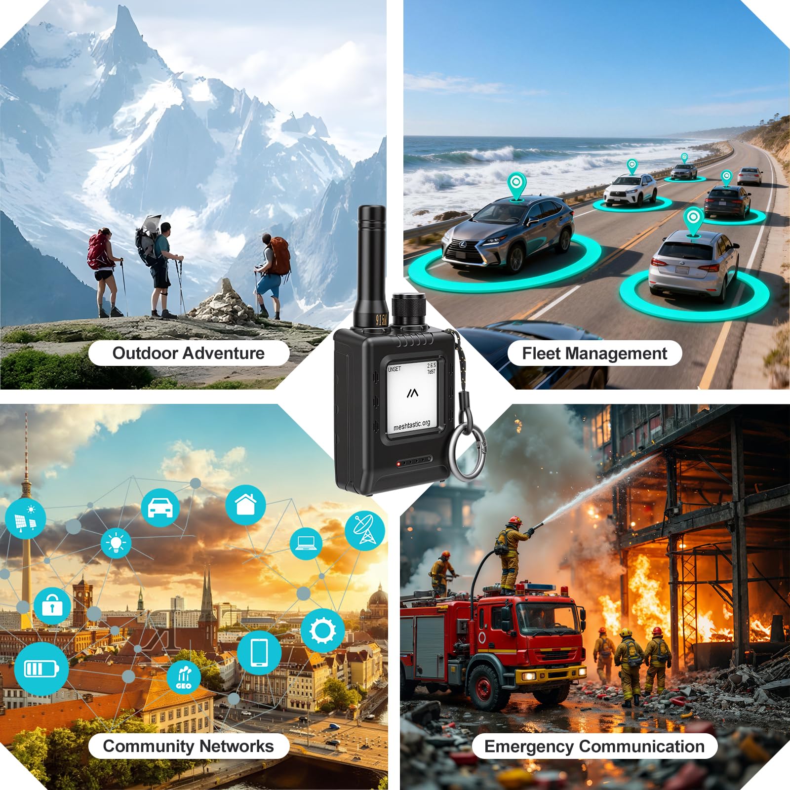 ThinkNode M1 LoRa Meshtastic Appareil intégré avec GPS Bluetooth SX1262 nRF52840 Écran E-Ink 1,54" Antenne 915 MHz Batterie 1200 mAh Interface RTC Type-C Bouton multifonction