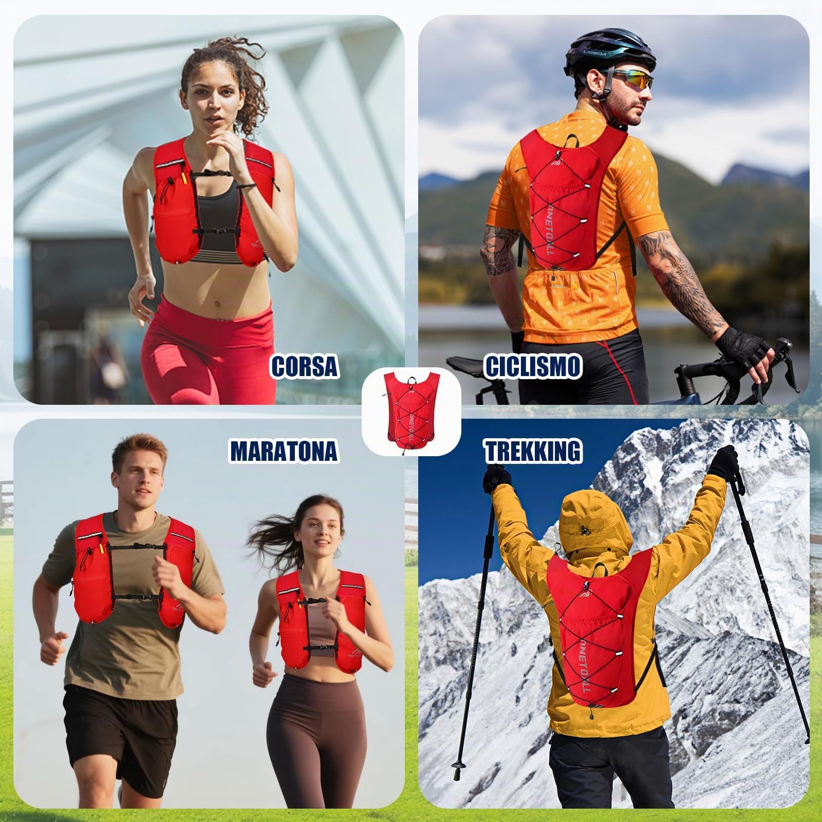 Zaino Trail Running, Gilet Running Uomo Donna, Running Vest con Sacca Idrica 2L, Gilet Corsa per Idratazione Ultraleggero Riflettente per Corsa MTB Bici Moto Trekking
