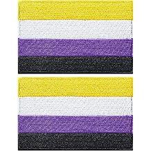 stidsds 2 Pack Nonbinary Pride Rainbow Flag Patch Gay Flags Embroidered Patches Non-Binary LGBTQ Flags Military Tactical Patch for Clothes Hat Backpacks Pride Decorations
