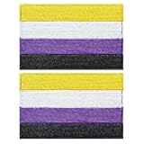 stidsds 2 Pack Nonbinary Pride Rainbow Flag Patch Gay Flags Embroidered Patches Non-Binary LGBTQ Flags Military Tactical Patch for Clothes Hat Backpacks Pride Decorations