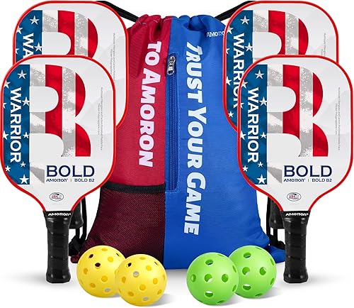 Pickleball Paddles Set, USAPA Approved Multilayer Fiberglass and Carbon Face, 25% Thicker PP Core Pickleball Rackets, Lightweight Pickleball Set of 2