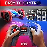 Vista 3 de Force1 Tornado+ - Auto de control remoto para niños - Autos RC rápidos de doble cara con pantalla LED interactiva, 4WD, auto de acrobacias