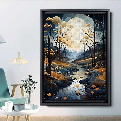 Miniatura 6 de Original Abstract Wall Art print Art Printable Serene Nature print in Shades of Indigo and Honeycomb, Perfect for Modern Home Decor