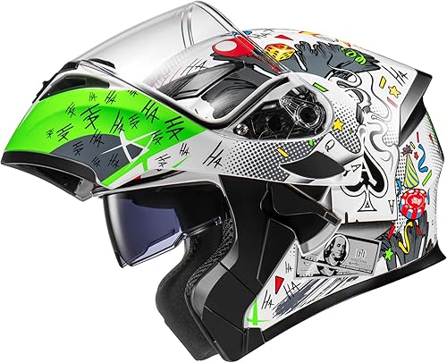 Miniatura 3 de KYPARA Casco modular de doble visera abatible de cara completa para motocicleta con certificación DOT de impresionismo