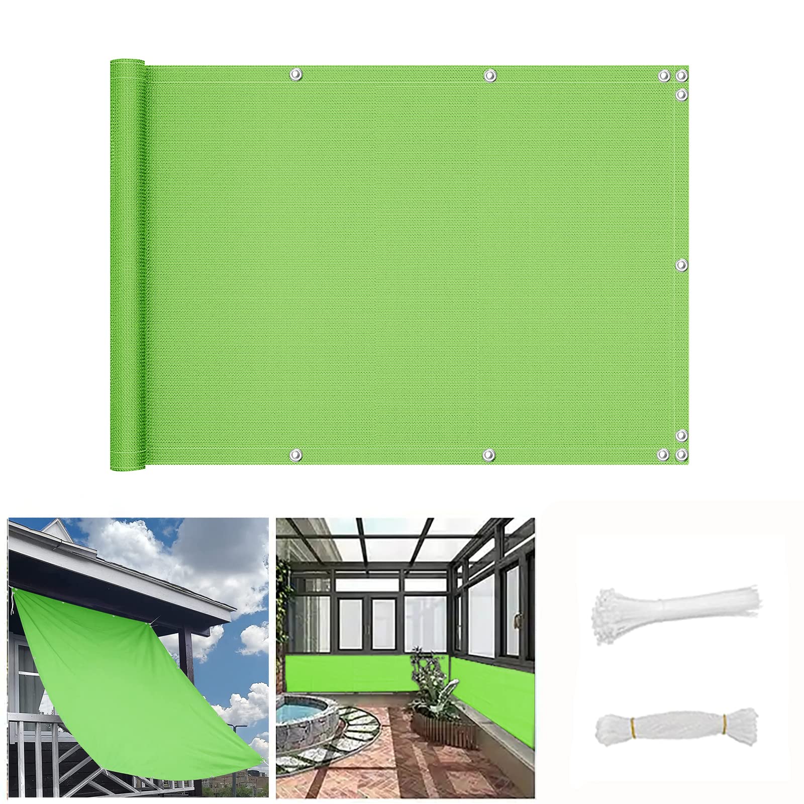 QINGLV Balcón Pantalla Protección De Privacidad 100x900cm Lona De Protección para Balcones Y Terrazas Impermeable Opaco Balcón Pantalla De Privacidad para Jardín Balcón Terraza -Verde