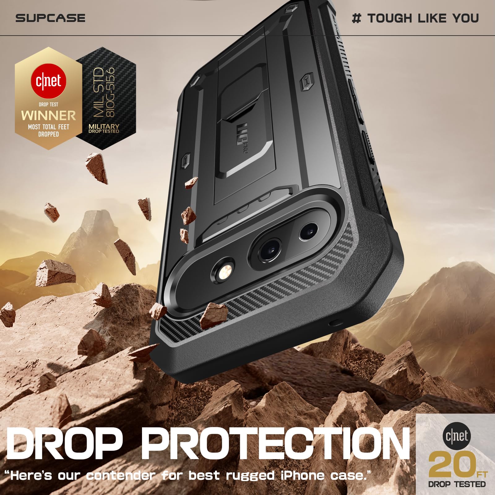 SUPCASE Outdoor Hülle für Google Pixel 9A, 360 Grad Handyhülle Bumper Case Robust Schutzhülle Cover [Unicorn Beetle Pro] mit Displayschutz, Ständer und Gürtelclip für Pixel 9A 2025 (Schwarz)