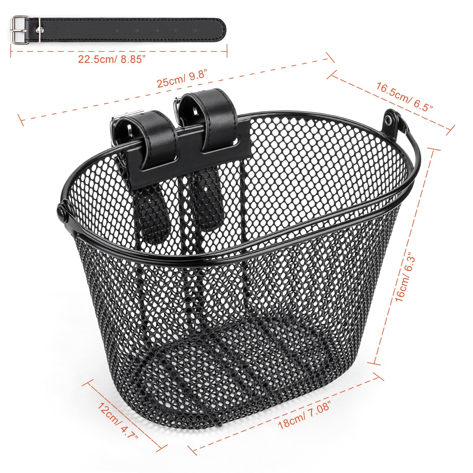CXWXC Cestino Anteriore per Bicicletta Bambini, Cestino per Bici con Cinghie in PU Regolabili, Adatto a Biciclette e Tricicli per Ragazzi e Ragazze, Resistente e Facile da Montare
