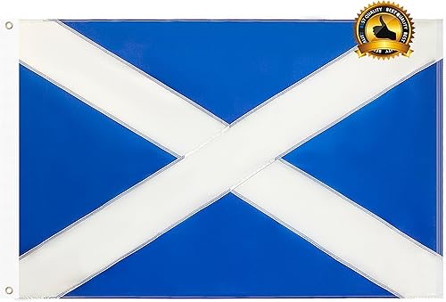Bandera escocesa de 3 x 5 pies para exteriores con rayas cosidas, bandera de Escocia resistente, material de poliéster con 2 ojales de metal