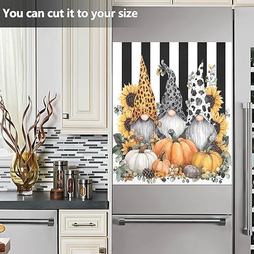 Miniatura 3 de Gnomos calabaza girasoles cubierta magnética para lavavajillas paneles de puerta, gabinete de hogar, electrodomésticos, calcomanías para lavadora y