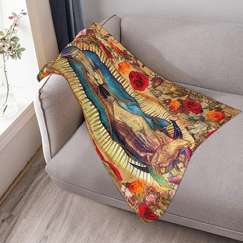 Miniatura 6 de Manta de franela suave y acogedora con diseño de Virgen María de Guadalupe de 40 x 50 pulgadas, manta de microfibra ligera y mullida, regalo para