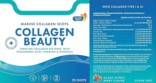 Miniatura 8 de Swedish Nutra - Collagen Beauty Suplemento líquido de colágeno marino hidrolizado de 10.000 mg - 20 inyecciones diarias de 0.8 fl oz Ácido
