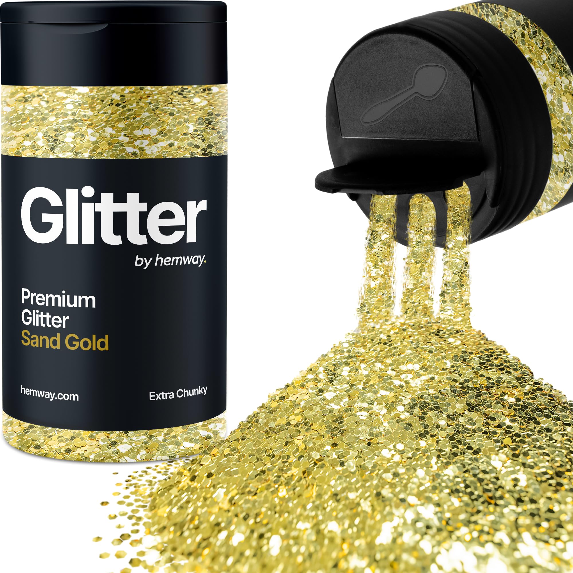 Sand Gold Glitter Shaker, 130g Extra Chunky Glitter, Crafts 1/24" Metallic Flake Sand Gold Sequins, Resin & Epoxy Crafts
