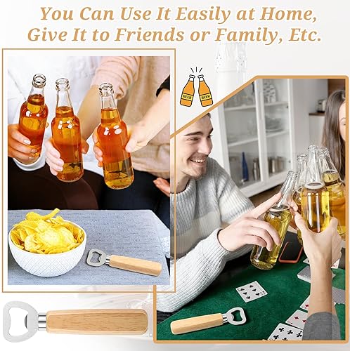 Miniatura 7 de Abrebotellas de acero inoxidable, 20 unidades, abridor de botellas a granel, de mano, de madera, resistente, abrebotellas para fiestas, bodas,