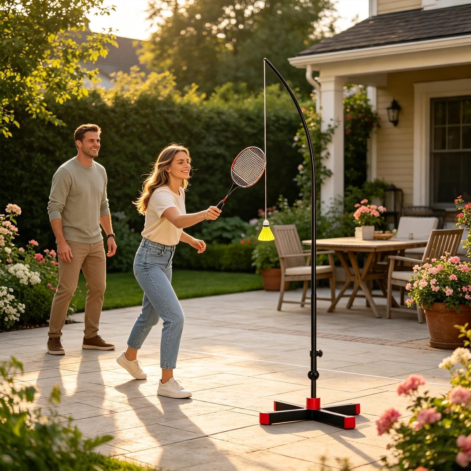 Allenatore di Badminton A Rimbalzo Automatico Strumento Portatile | Strumento Di Auto-Allenamento Per Badminton Per Uomini Donne Adulti Adolescenti Bambini Int