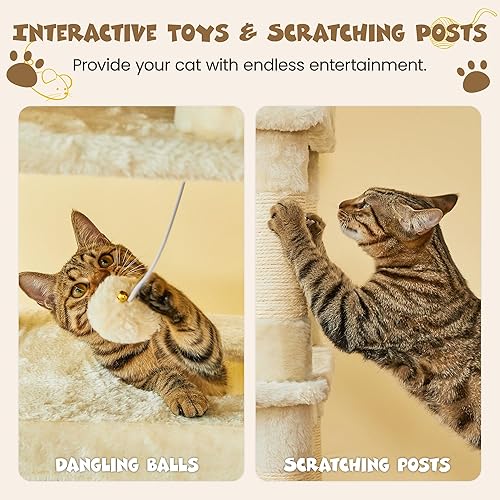 Miniatura 14 de MWPO Árbol grande para gatos de 74.8 pulgadas con postes rascadores cubiertos de sisal y condominio, torre alta para gatos, muebles