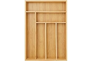 Juvale Bamboo Drawer Organizer for Flatware and Utensils