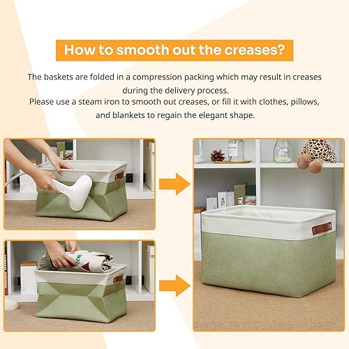 Miniatura 6 de DULLEMELO Contenedor de almacenamiento de tela para lavandería, hogar, cesta de almacenamiento plegable para estantes, juguetes, cesta de