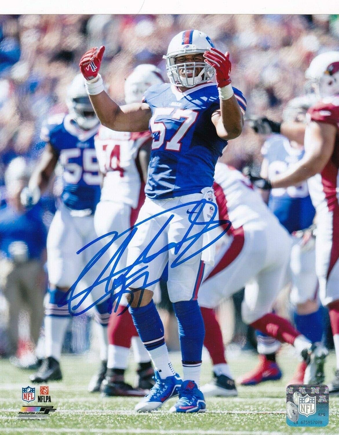 LORENZO ALEXANDER BUFFALO BILLS ACTION SIGNED 8x10 Autographed NFL