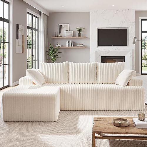 Vista 18 de Sofá modular modular – Sofá nube en forma de L con espuma viscoelástica, muebles de sala de estar convertible de 3 asientos, diván de gran