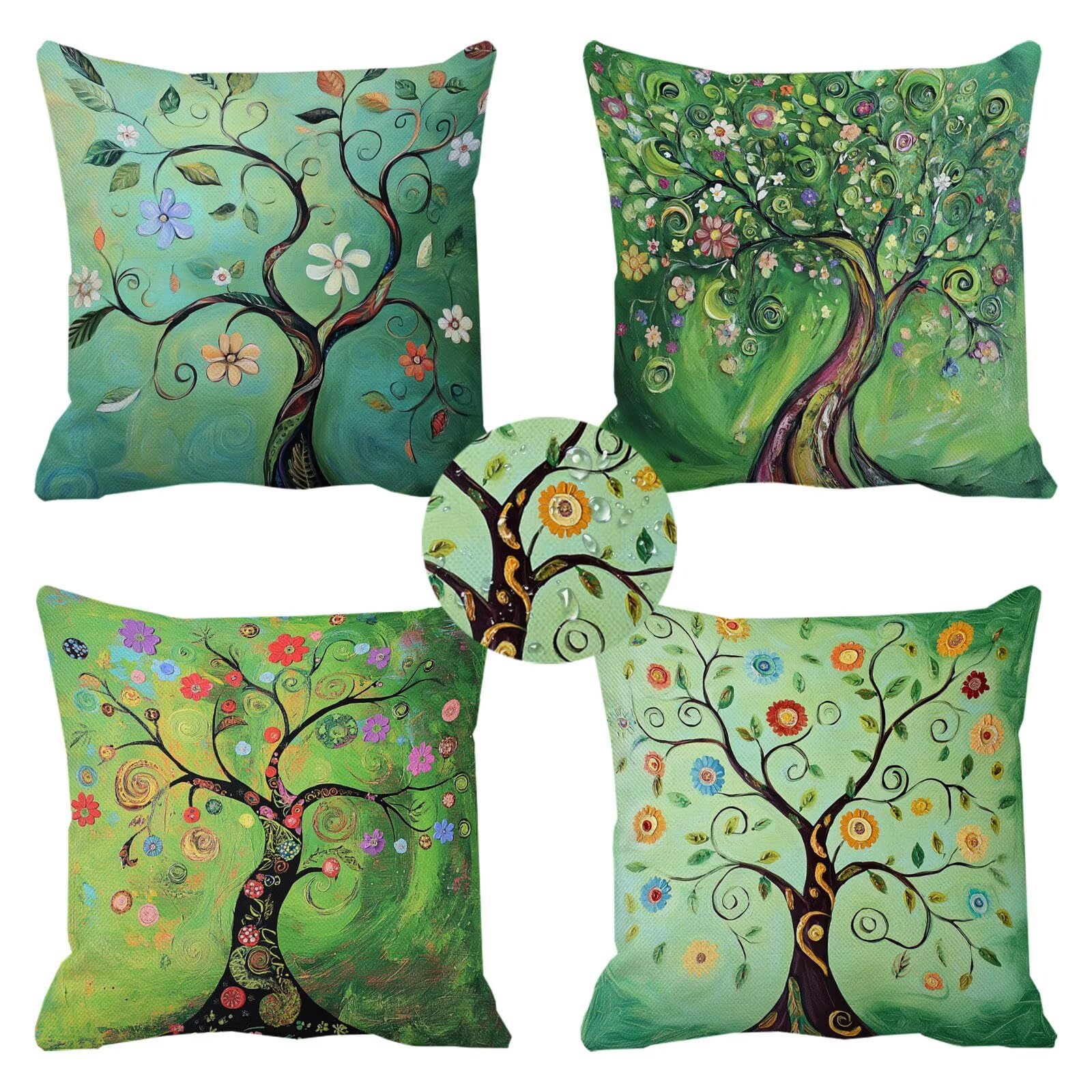 Housse de coussin vert 30x30 cm imperméable pour canapé de jardin k-169