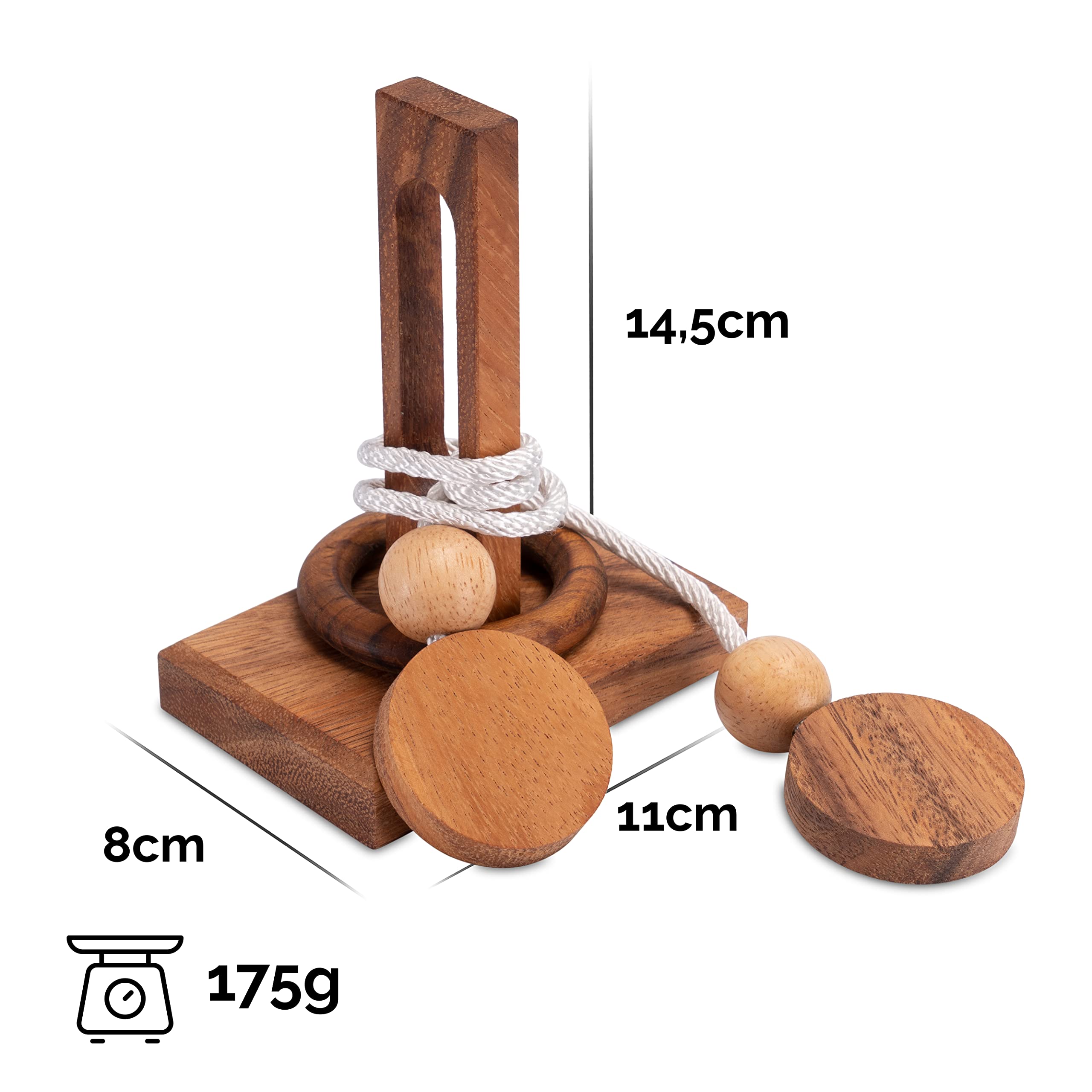 LOGOPLAY Puzzles di Corde, Gioco di Pensiero, Indovinelli, Pazienza, Logica in Legno