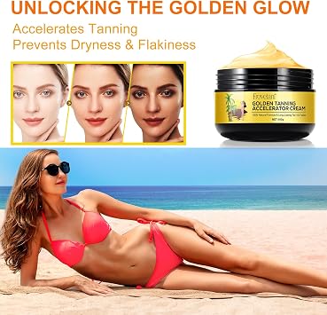 Tanning Accelerator Cream, Golden Tan Accelerator for Outdoor Sun and Tanning Beds, Natural Ingredients Tanning Cream for Sunbeds & Outdoor Sun, Achieve a Natural Tan Skin 100g (100g)