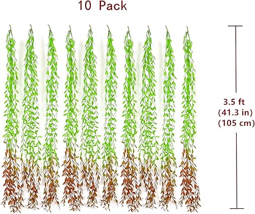 Miniatura 4 de PASYOU Vines colgantes artificiales, simulación falsa vegetación de sauce llorando hojas verdes vid para boda, fiesta, interior, exterior, hogar,
