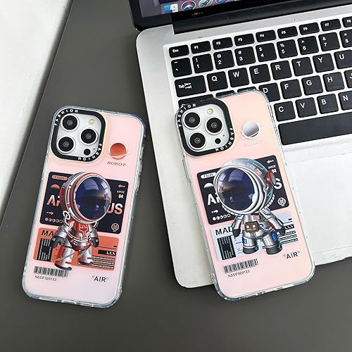 Miniatura 5 de Yonds Queen Compatible con iPhone 15, diseño elegante de caricaturas de astronauta espacial, luna y marte con purpurina láser, elegante funda