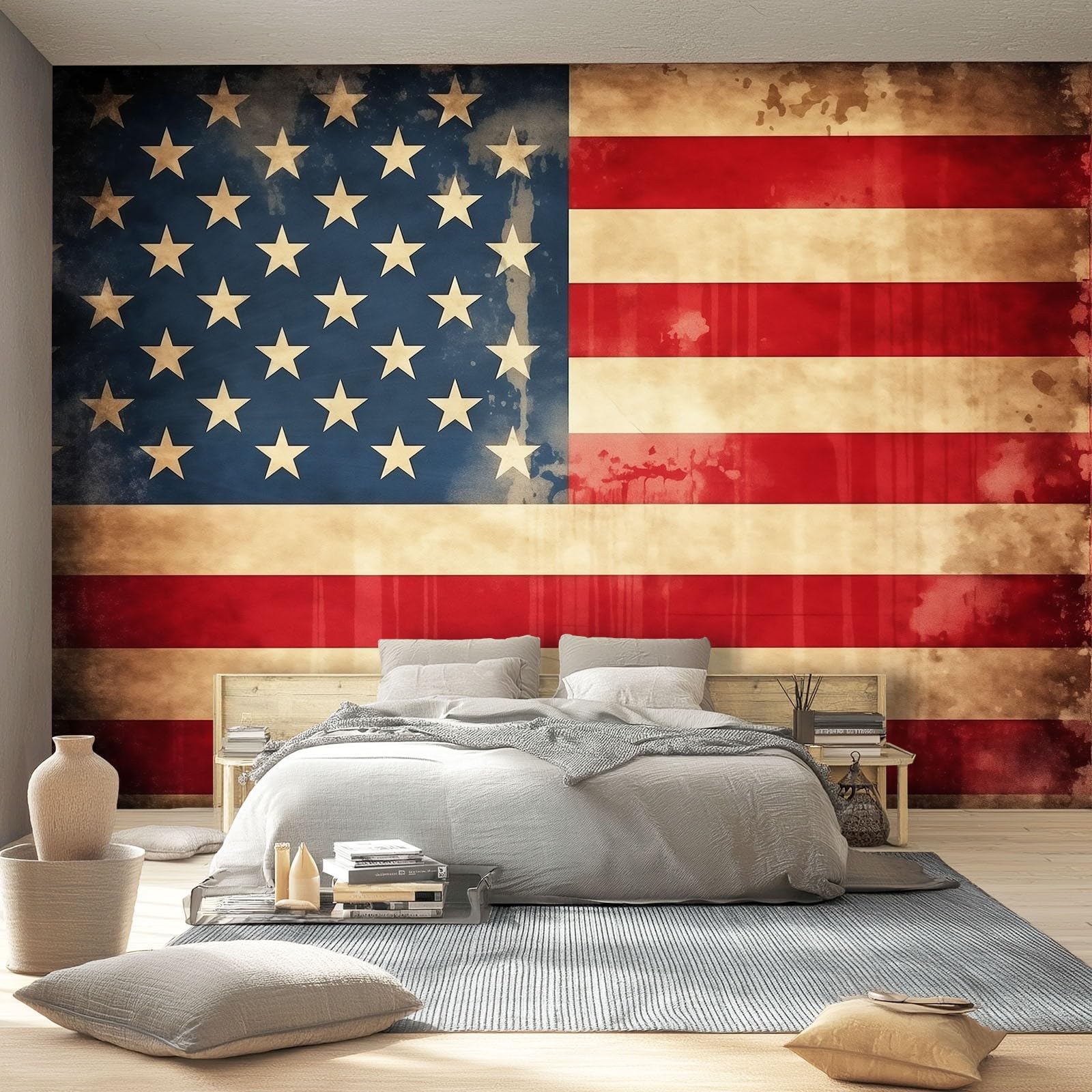 Tapeta 3D z włókniny 3D flaga retro 350 x 256 cm tapeta ścienna do salonu sypialnia kolorowa