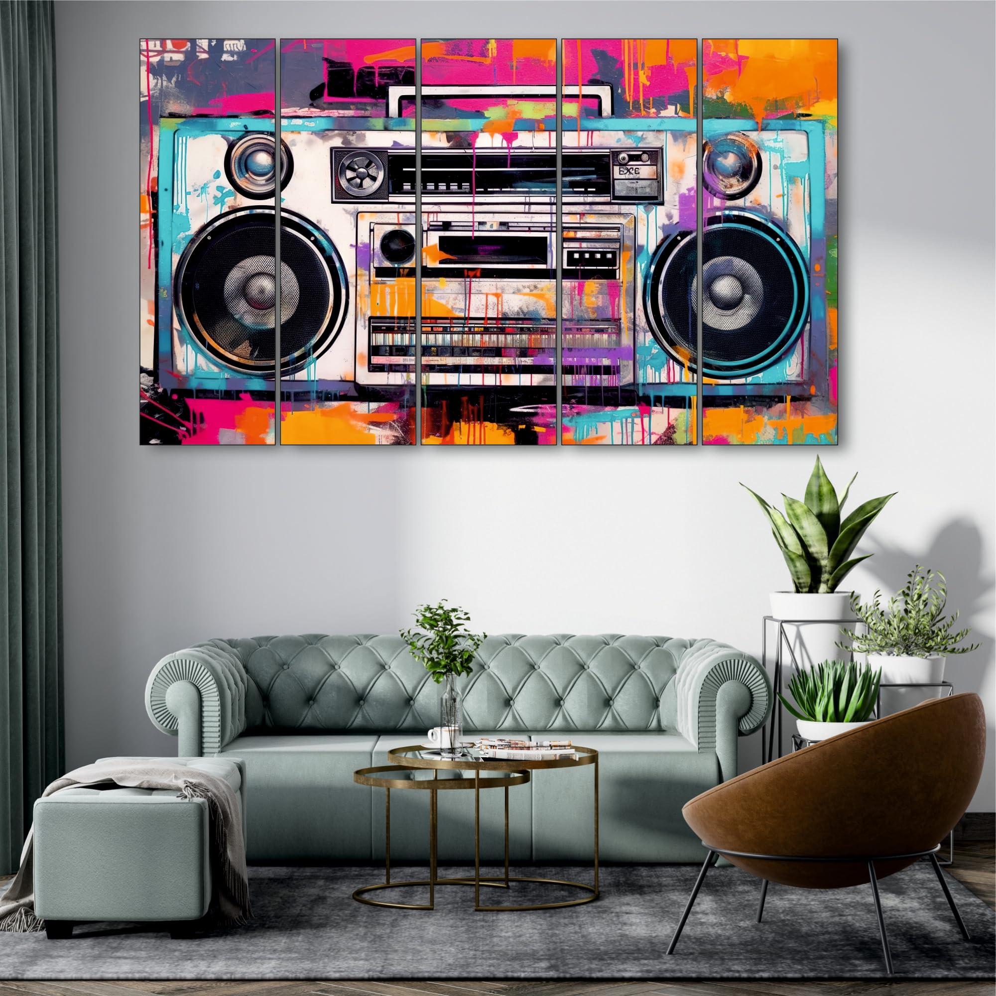 アート・デザイン・音楽 GOODS2/InteriorProductsfromSketchtoUse The Castle Decor Colour Music Art Radio Painting With Frame 5 Big