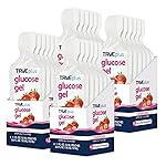 TRUEplus Glucose Gel Pouch, Strawberry Flavor, 15g Fast-Acting Carbohydrates, Fat Free, Gluten Free, Quick Support for Low Blood Sugar and Energy, 24 Pack