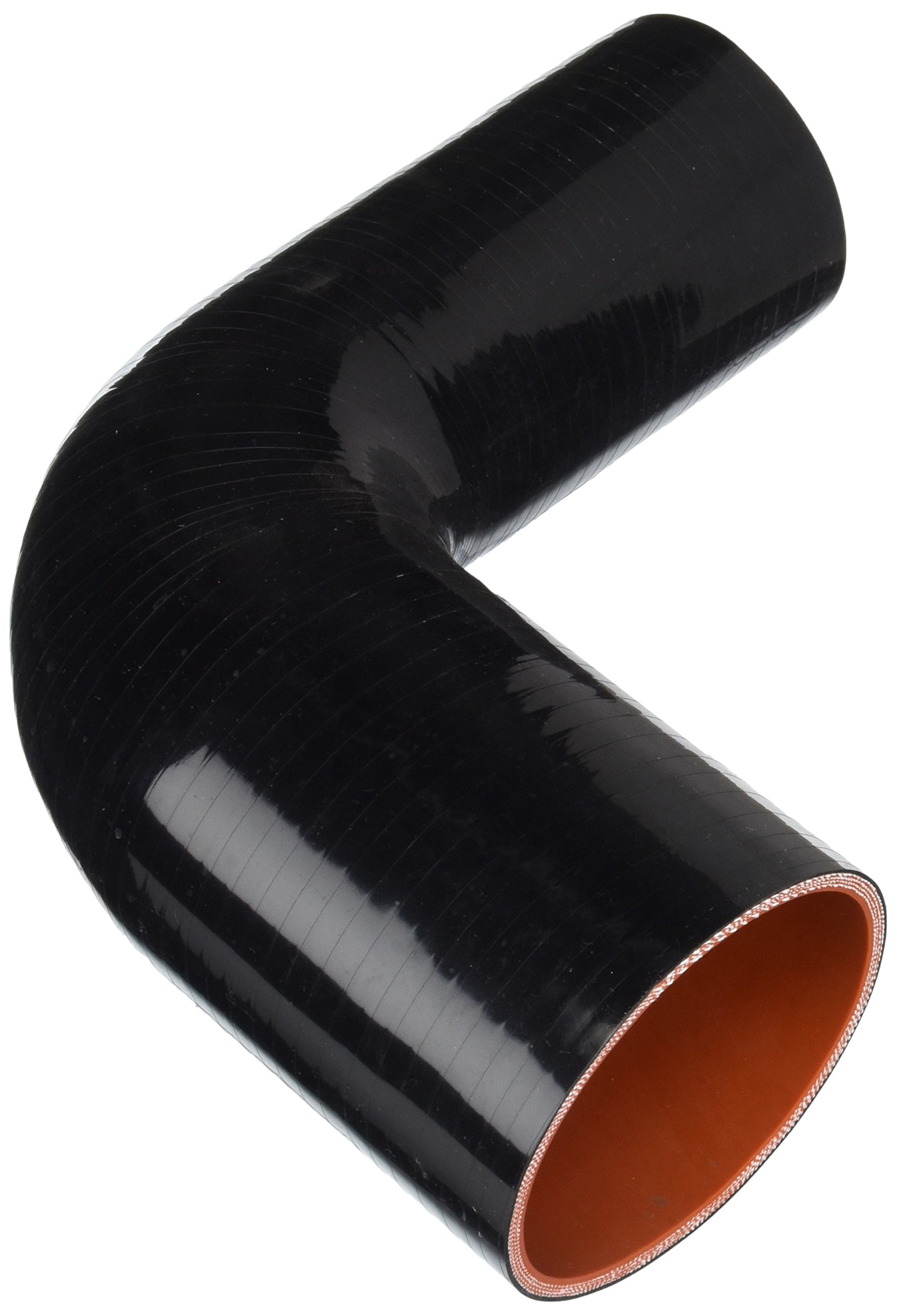 HPS Silicone High Temperature 90 Degree Elbow Reducer Hose 2-1/2" To 3-1/4" ID - 4-Ply Reinforced Black