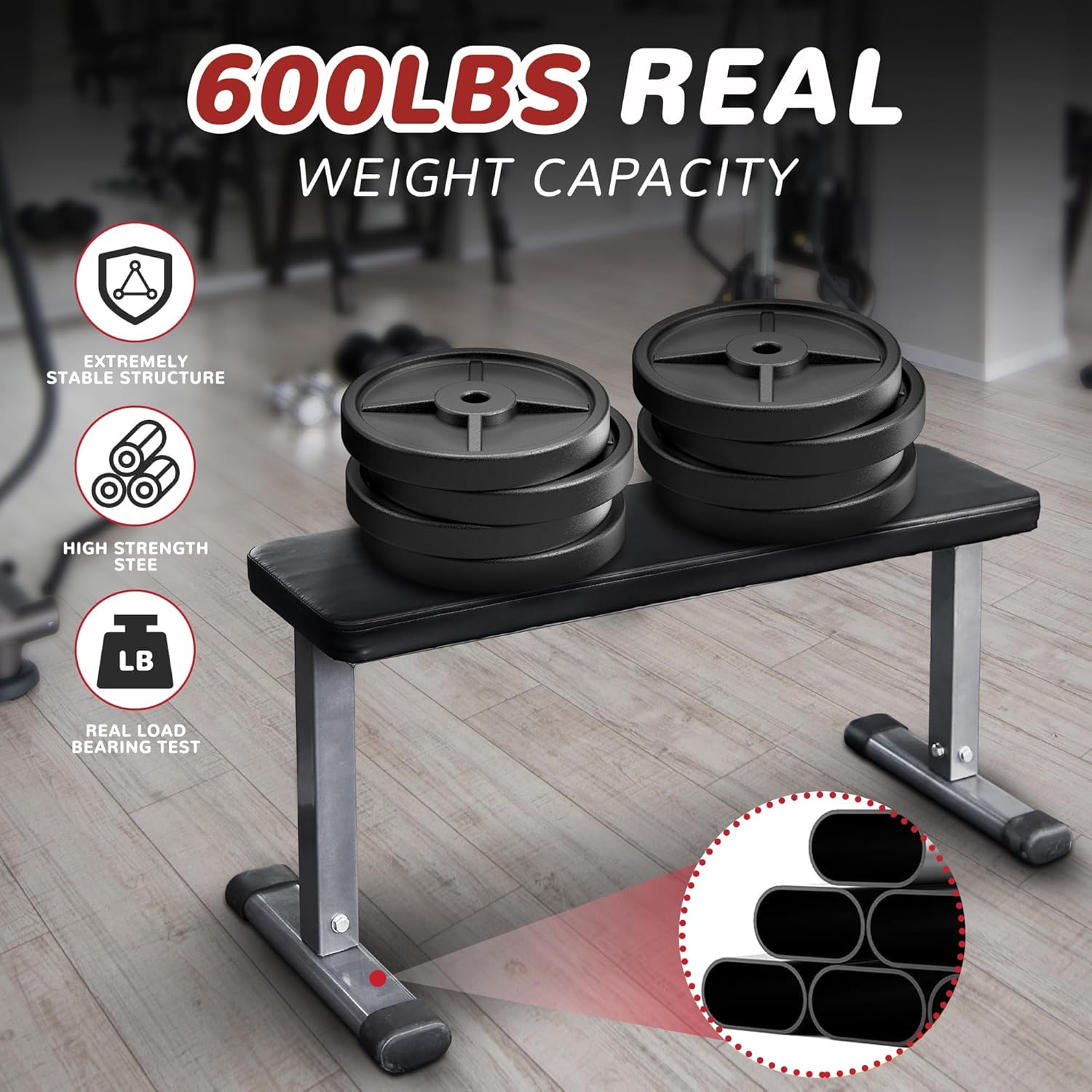 Fitvids Flat Weight Bench, Heavy Duty Flat Workout Bench for Home Gym Weight Training