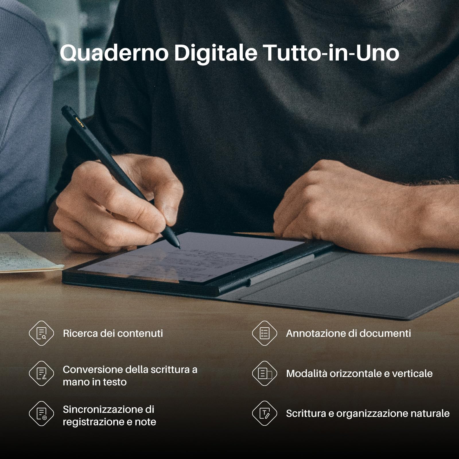 Huion NoteE 8,4”Taccuino elettronico Android, penna magnetica senza batteria con 8192 livelli di sensibilità alla pressione, memoria da 6+128GB, lettore di impronte digitali, sincronizzazione su cloud
