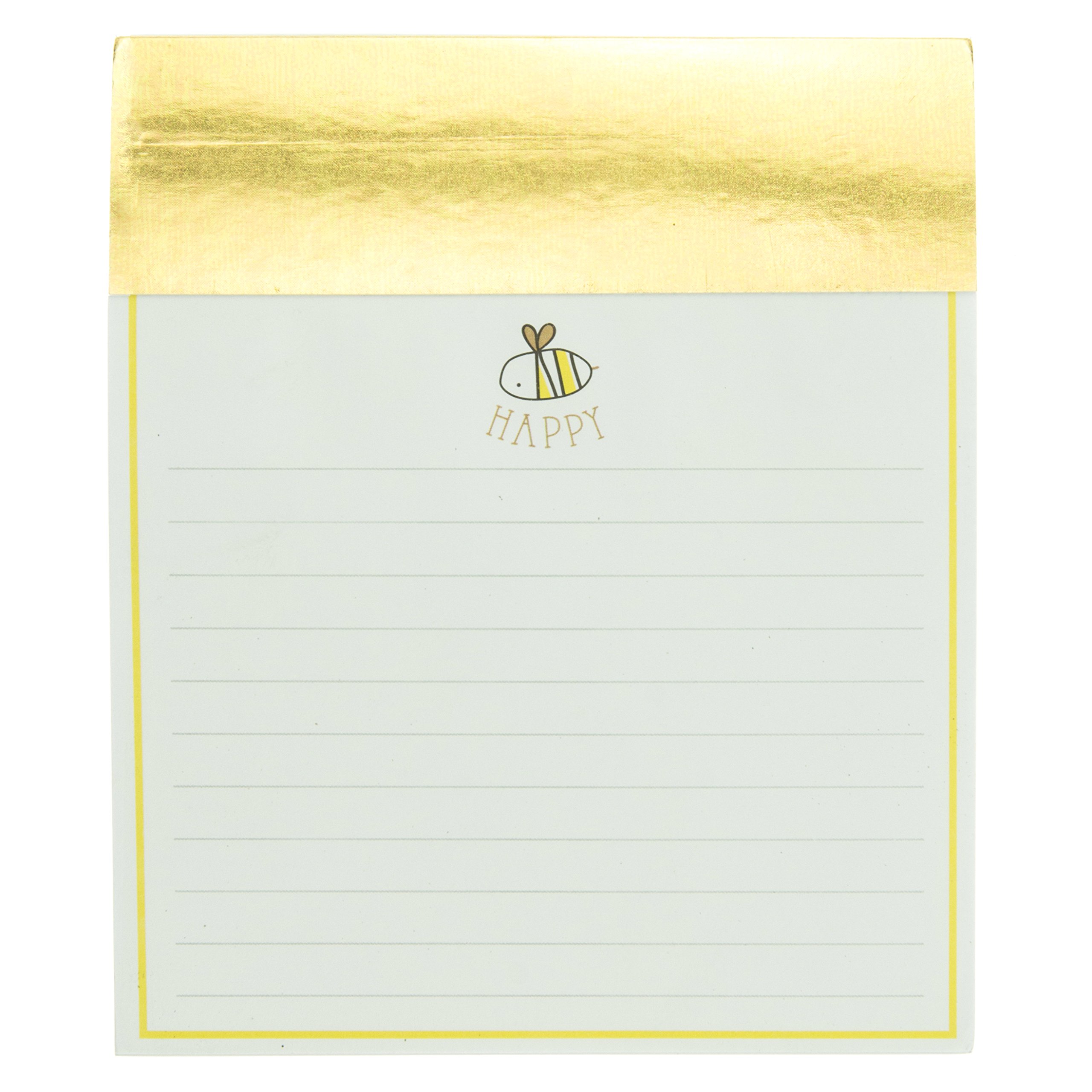 Graphique de France Bee Happy Jotter Notepad in Gold 4.5" x 5.5" x 1"