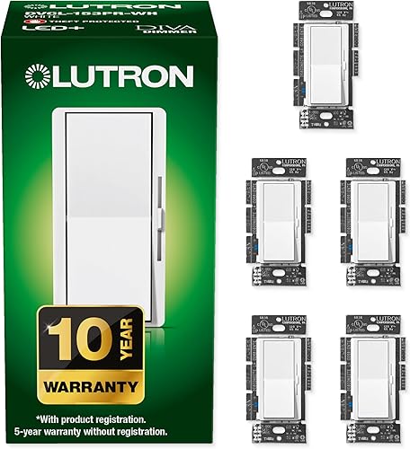 Miniatura 18 de Lutron Diva LED+ Interruptor Regulador de Luz para Bombillas LED Regulables, Halógenas e Incandescentes, 150 Vatios, Unipolar o 3 Vías, Almendra