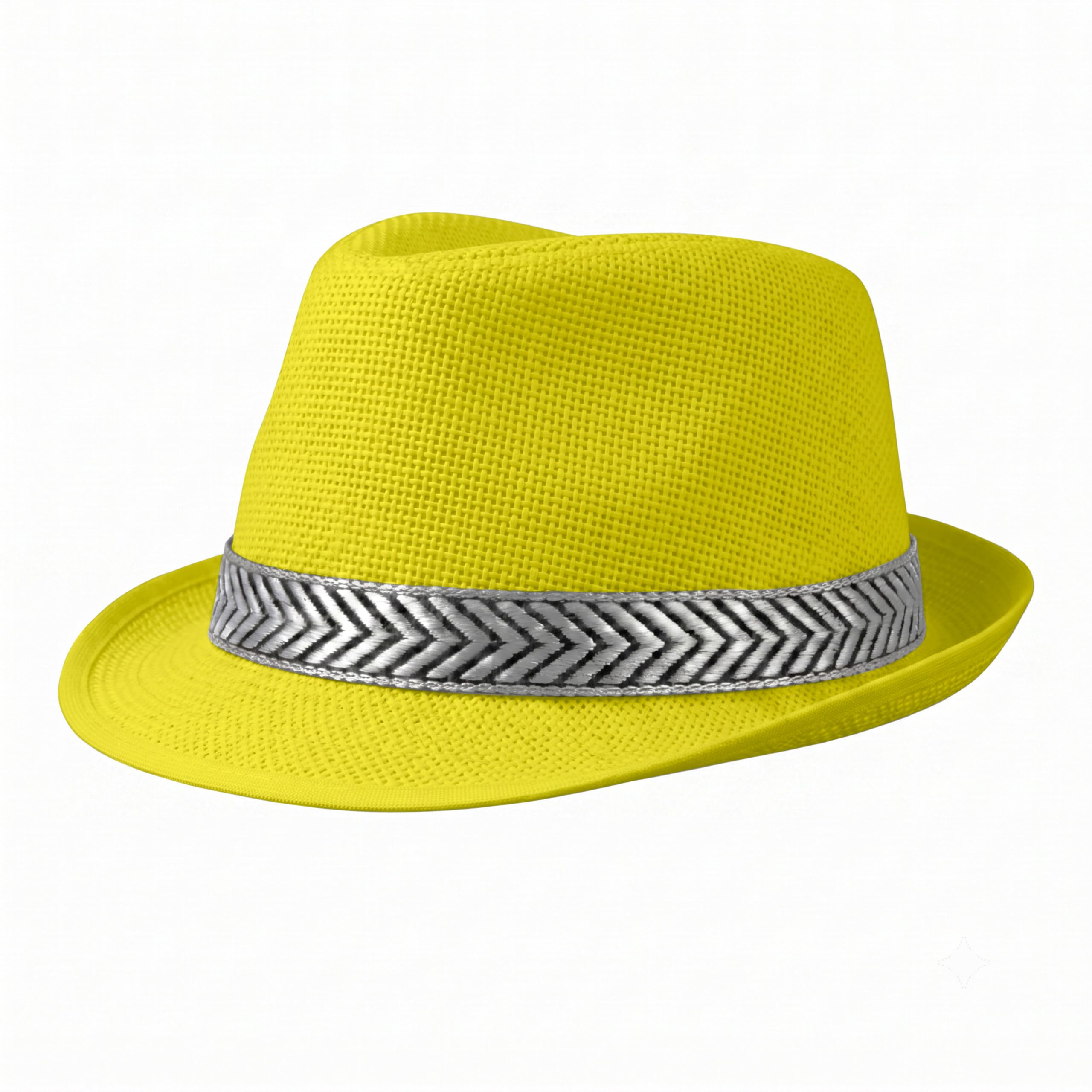 Komonee Trilby Hat Yellow Halloween Fedora Fun Party Colourful Headwear Dress Up Costume Classic Short Brim Headwear