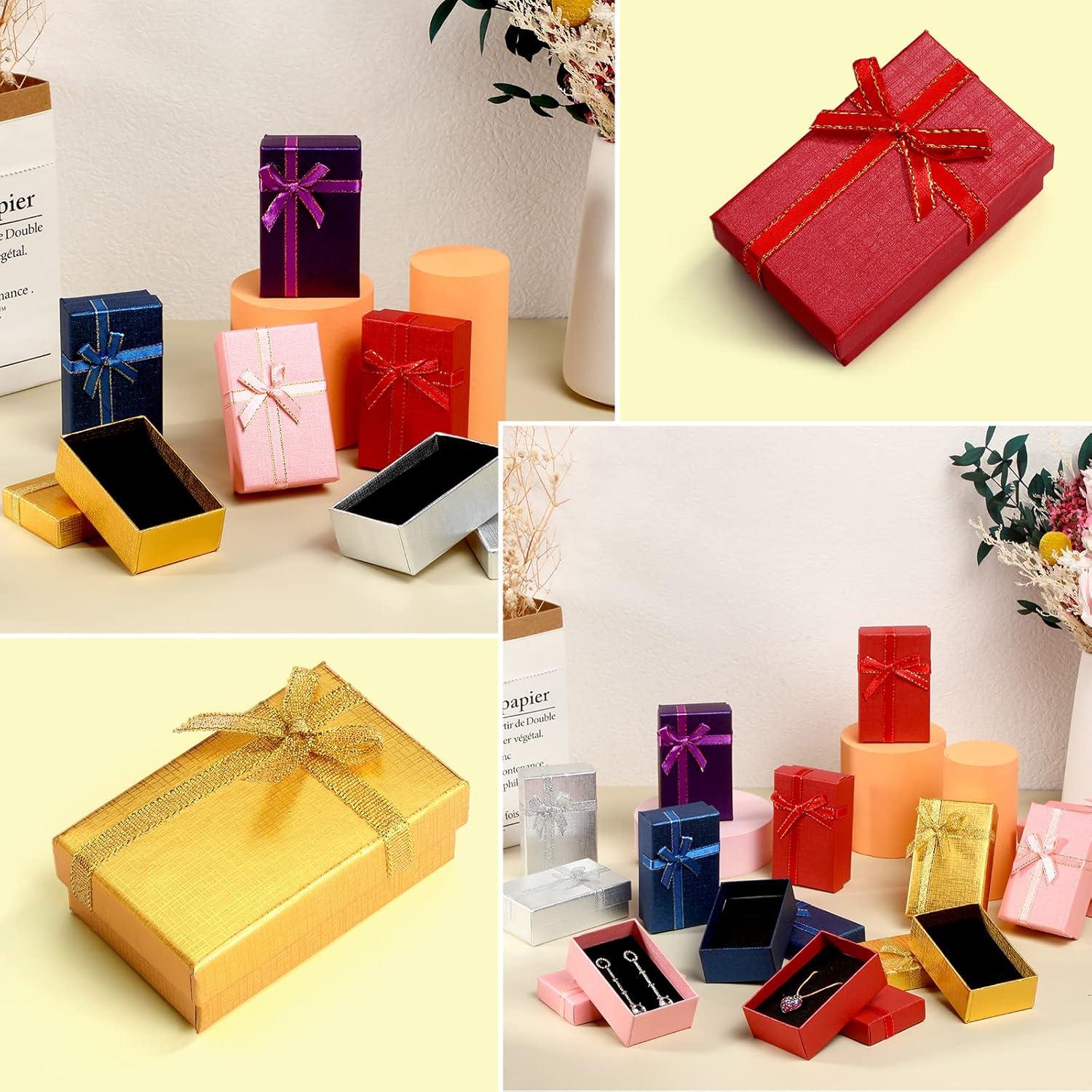Marspark Small Jewelry Gift Boxes Bulk Empty Gift Box with Bows Necklace Bracelet Packaging Boxes for Birthday Wedding Party(Multi Color,36 Pieces)