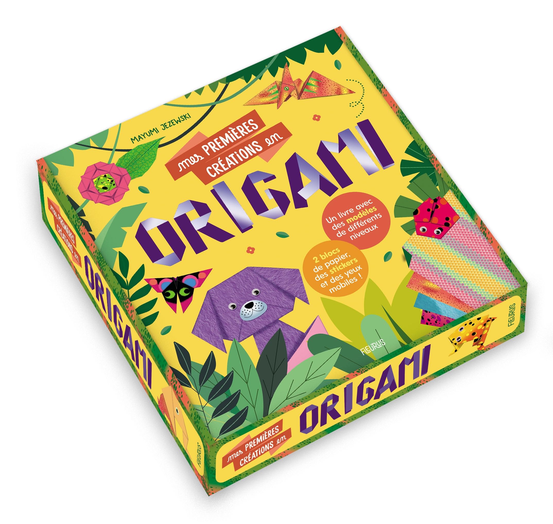 Mes premières créations en origami: Boîte avec 150 feuilles, 20 yeux mobiles autocollants, et plus de 200 stickers