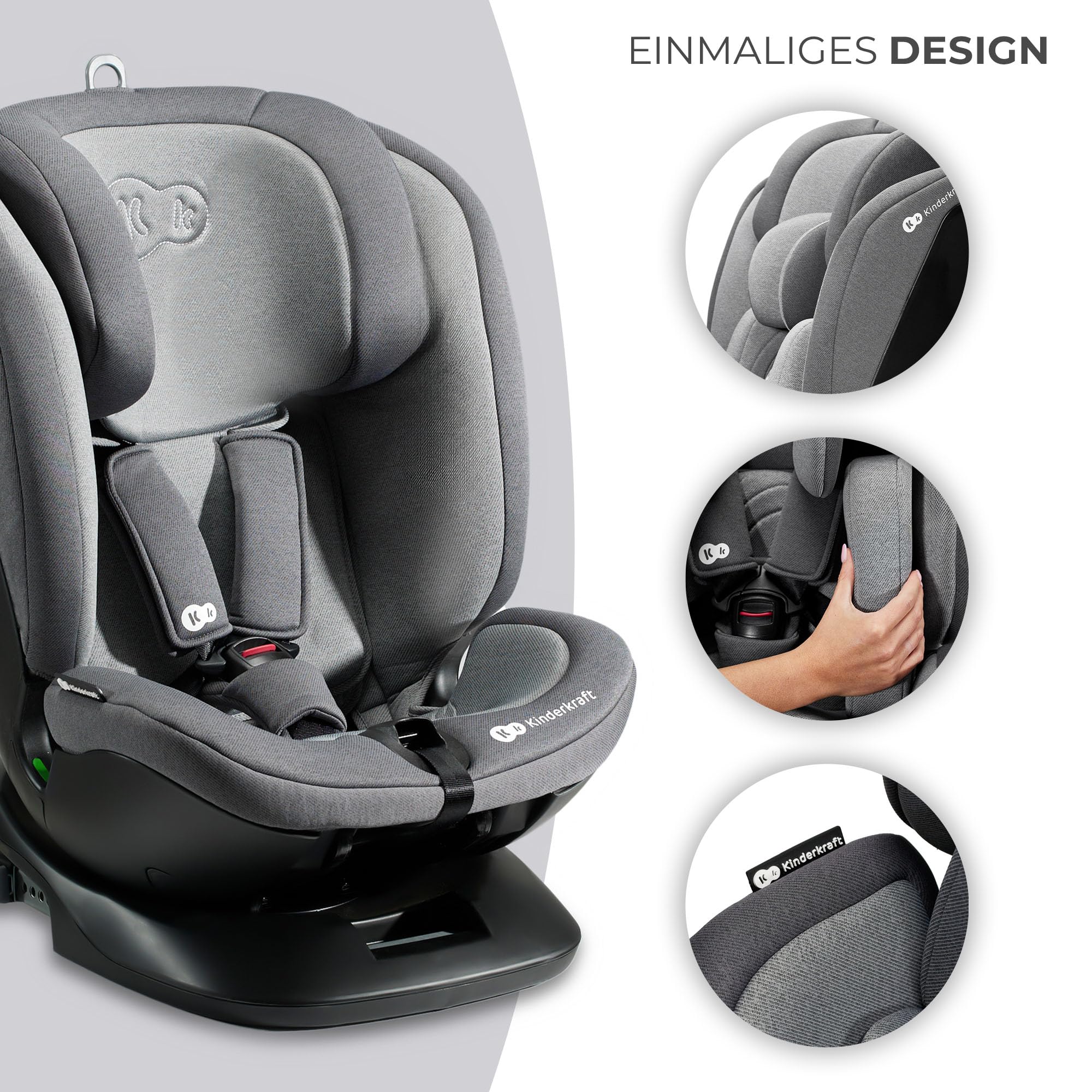 Kinderkraft XPEDITION2 I-SIZE Kindersitz 0-36 kg Reboarder 360° drehbar Isofix Grau
